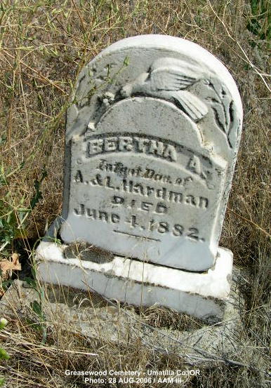 Bertha Hardman headstone