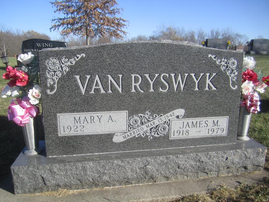 James and Mary Van Ryswyk headstone