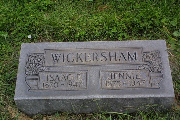 Jennie and Isaac Wikersham headstone