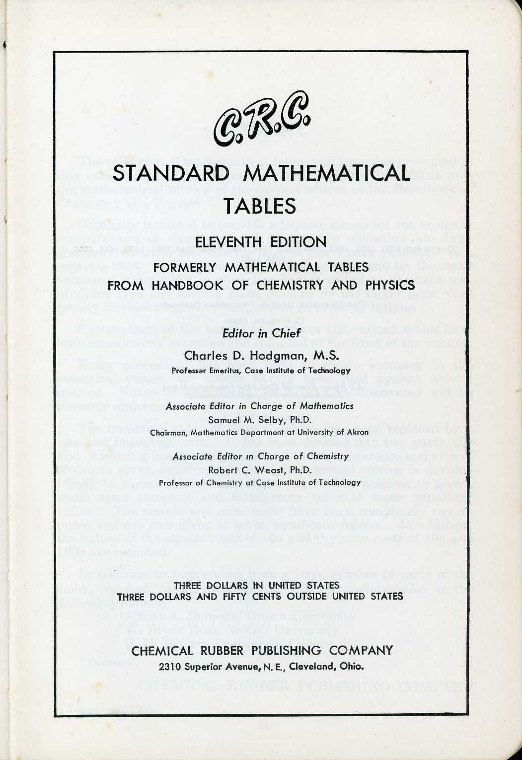 CRC Math Tables 1957